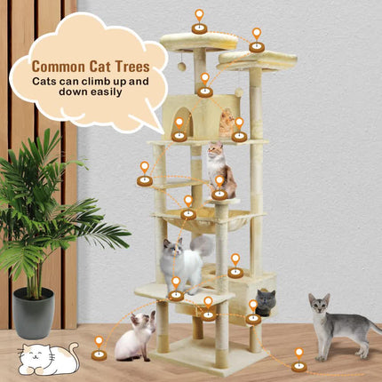 VaKa 184cm Road Cat Tree Tower Scratching Post Scratcher Condo with Big Hammock.