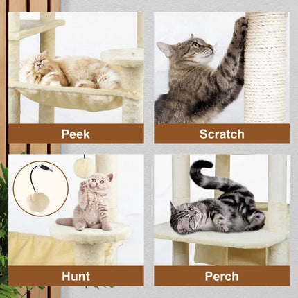 VaKa 184cm Road Cat Tree Tower Scratching Post Scratcher Condo with Big Hammock.