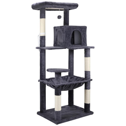 VaKa 143cm Cat Tree Scratching Post Scratcher Tower Condo House Furniture Wood.