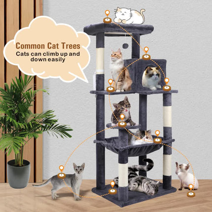 VaKa 143cm Cat Tree Scratching Post Scratcher Tower Condo House Furniture Wood.
