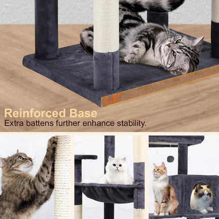 VaKa 143cm Cat Tree Scratching Post Scratcher Tower Condo House Furniture Wood.