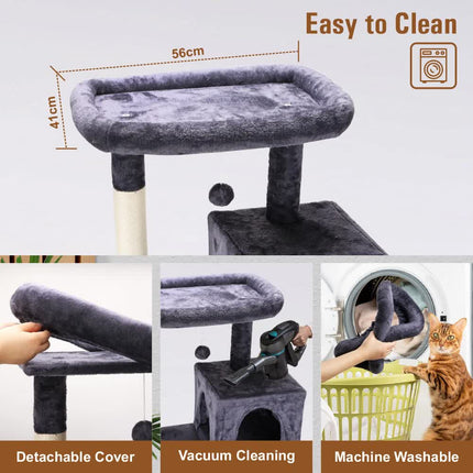 VaKa 143cm Cat Tree Scratching Post Scratcher Tower Condo House Furniture Wood.