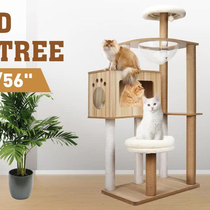 VaKa 1.42M Cat Tree Tower Scratching Post Scratcher Cats Condo House Bed Furniture.