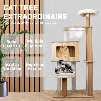 VaKa 1.42M Cat Tree Tower Scratching Post Scratcher Cats Condo House Bed Furniture.