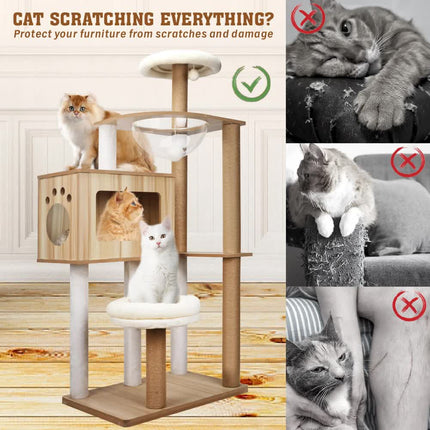 VaKa 1.42M Cat Tree Tower Scratching Post Scratcher Cats Condo House Bed Furniture.