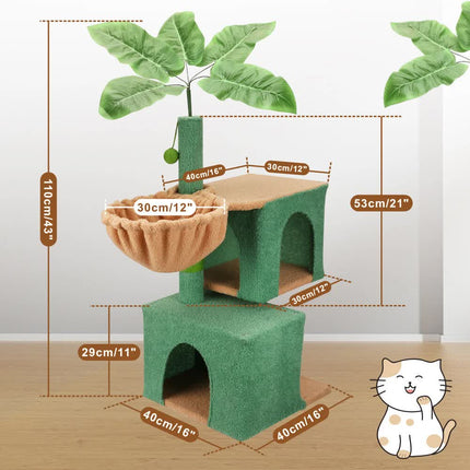 VaKa 1.1M Cat Tree Scratching Post Palm Tree Cat Post Dangling Balls Cat Toy.