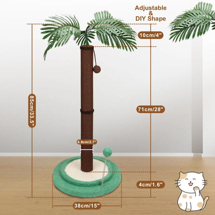 VaKa Cat Tree Scratching Post Large Palm Tree Cat Post Dangling Balls Cat Toy.