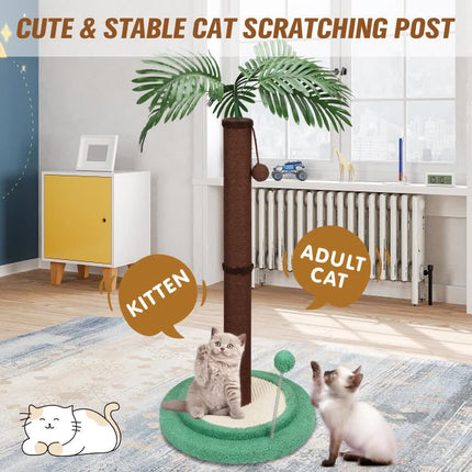 VaKa Cat Tree Scratching Post Large Palm Tree Cat Post Dangling Balls Cat Toy.