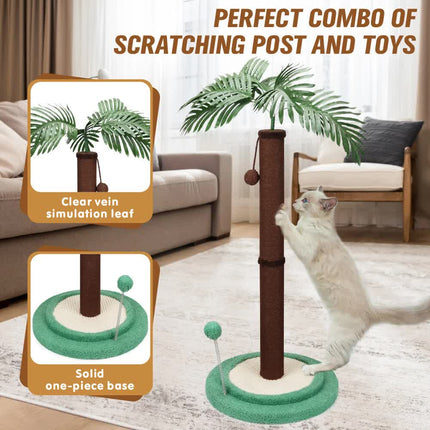 VaKa Cat Tree Scratching Post Large Palm Tree Cat Post Dangling Balls Cat Toy.
