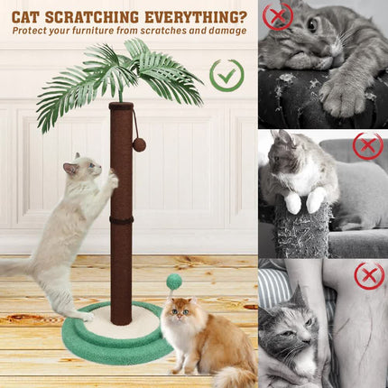 VaKa Cat Tree Scratching Post Large Palm Tree Cat Post Dangling Balls Cat Toy.