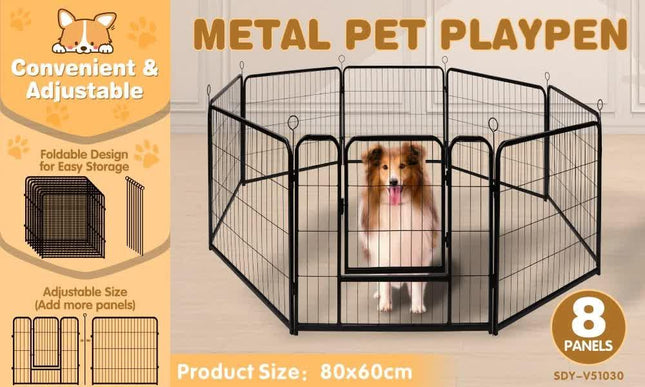 Pet Dog Playpen Puppy Exercise Cage Enclosure Fence Metal Outdoor 8 Panel.