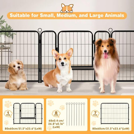 Pet Dog Playpen Puppy Exercise Cage Enclosure Fence Metal Outdoor 8 Panel.