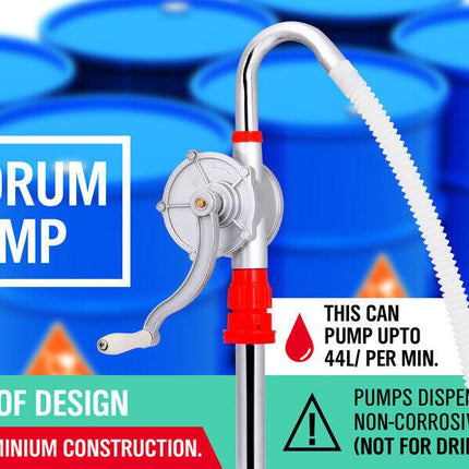 Aluminium Rotary Drum Pump Diesel Fuel Kero Oil Petrol 44 Gallon Drum Hand Pump.