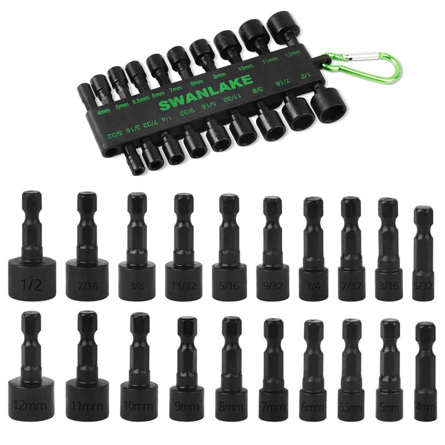 Swanlake 20Pcs Garden Tools Power Nut Driver Set Impact Drill SAE and Metric(will be no tracking).
