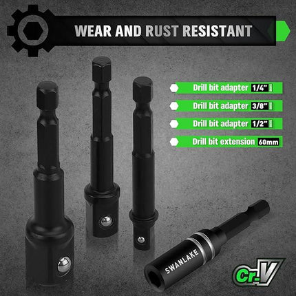 SWANLAKE SWANLAKE 39PCS Magnetic Hex Nut Driver Master Kit,1/4" Quick-Change Hex Shank, SAE & Metric Power Nuts Driver Drill Bit Tools Set,Cr-V Steel.