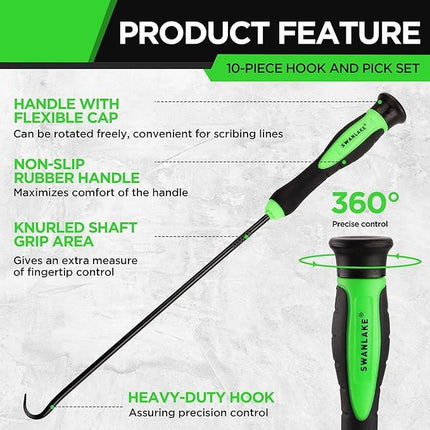 SWANLAKE 10-Piece Pick and Hook Set, Pick Tool Set for Car Auto Oil Seal/O-Ring Seal Gasket Pick Mini Hooks Puller Remover.