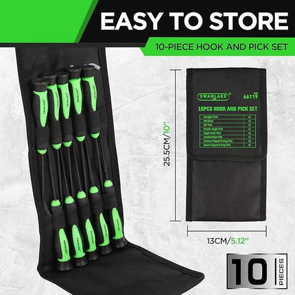 SWANLAKE 10-Piece Pick and Hook Set, Pick Tool Set for Car Auto Oil Seal/O-Ring Seal Gasket Pick Mini Hooks Puller Remover.