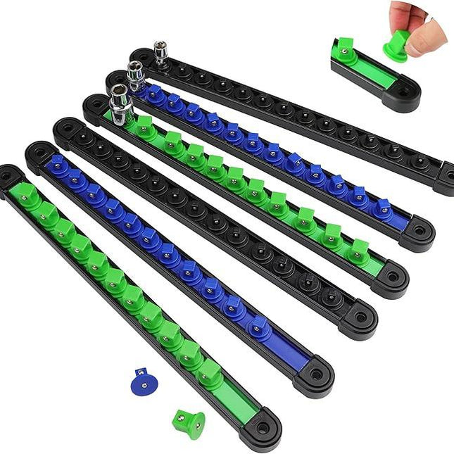 SWANLAKE 6-Piece Swivel Socket Organiser Set, 1/4-Inch x 26 Clips, 3/8-Inch x 26 Clips, 1/2-Inch x 22 Clips, Premium Quality Socket Storage Holders.