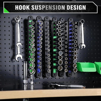 SWANLAKE 6-Piece Swivel Socket Organiser Set, 1/4-Inch x 26 Clips, 3/8-Inch x 26 Clips, 1/2-Inch x 22 Clips, Premium Quality Socket Storage Holders.