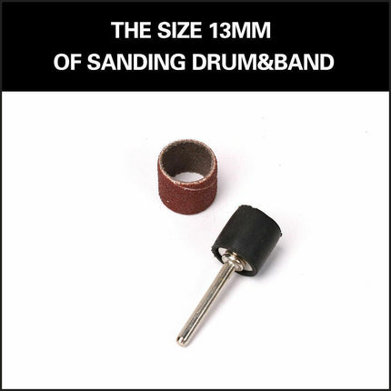 51Pc Sanding Bands Drum Sleeve Set 120 Grits Mandrel Dremel Rotary Kit 3mm Shank.