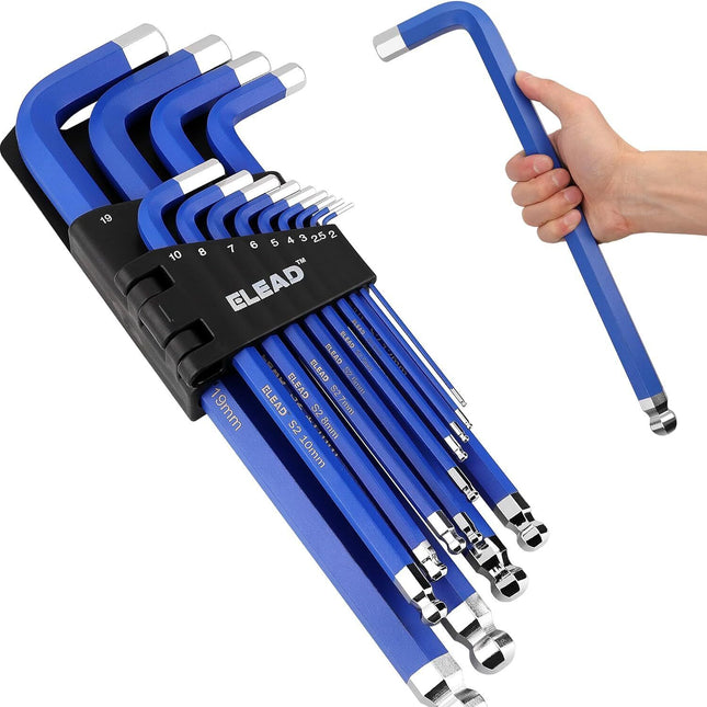 ELEAD 13Pc Extra Large Hex Key Set Long Allen Key Wrench Ball End Metric 2-19mm.
