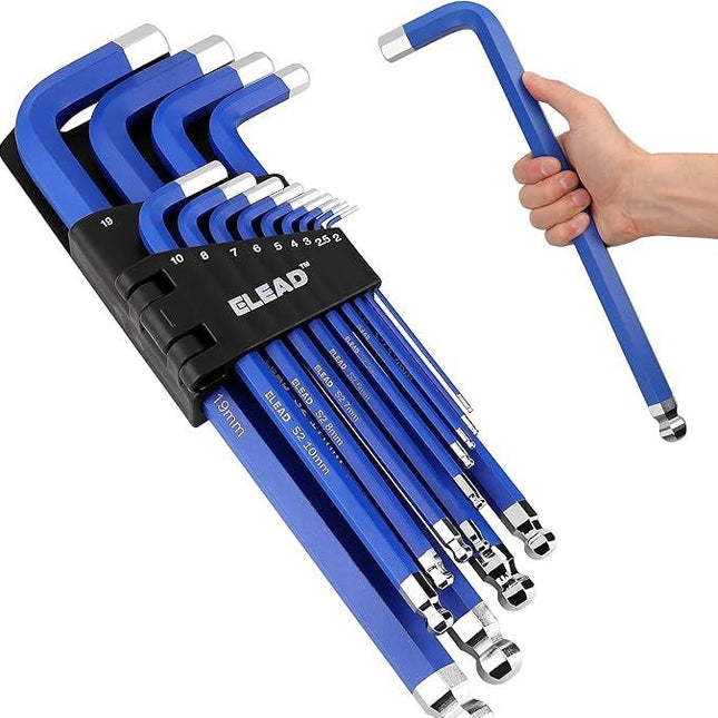 ELEAD Jumbo Hex Key Allen Wrench Set | 13-Piece Metric 2-19mm | Long Ball End Durable CR-V | Automotive | Mechanic | Furniture | Professional Grade Tools.