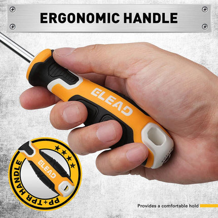 ELEAD 6Pcs Magnetic Screwdriver Set Phillips Slotted Non-Slip Handle Crv.