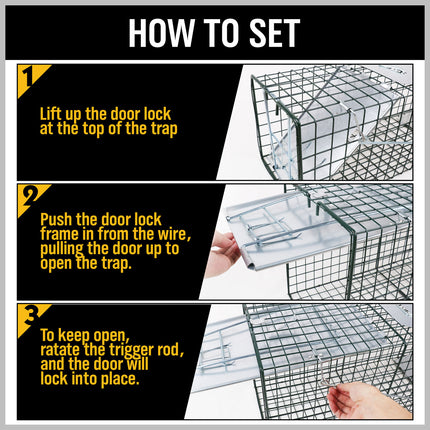 VaKa Animal Trap Cage Humane Live Steel Catch Possum Fox Rat Cat Rabbit Bird.