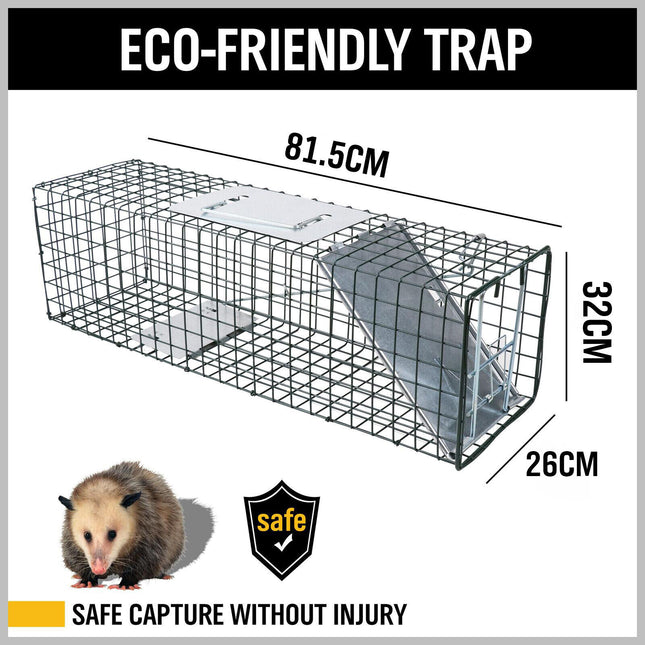 81.5*26*32CM Animal Trap Cage Humane Live Steel Catch Possum Fox Rat Cat Rabbit.