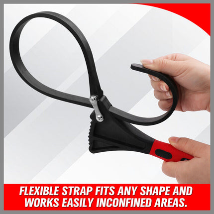 2x Rubber Strap Wrench Adjustable DIY Plumber Jars Hose Pipe Oil Filter Opener.