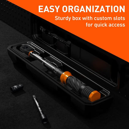 3Pc 1/4" Drive Click Torque Wrench Ratchet Socket Adaptor Extension WorkShop.