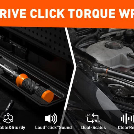4Pc 3/8" Drive Click Torque Wrench Ratchet Socket  Adaptor Extension WorkShop.