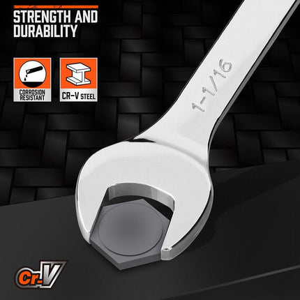 6Pc Extra Big Imperial Combination Spanner Ring Open Ended Combo Wrench Work.