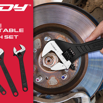 SEDY 4Pc Adjustable Wrench Set Shifter Heavy Duty SAE & Metric Household Repair.