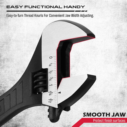 SEDY 4Pc Adjustable Wrench Set Shifter Heavy Duty SAE & Metric Household Repair.