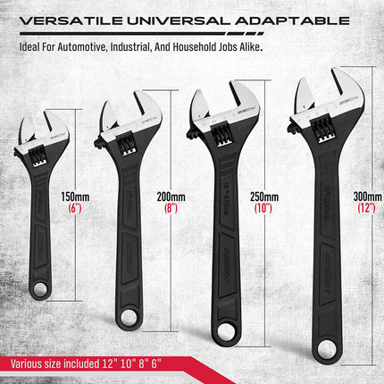 SEDY 4Pc Adjustable Wrench Set Shifter Heavy Duty SAE & Metric Household Repair.