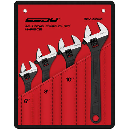SEDY 4Pc Adjustable Wrench Set Shifter Heavy Duty SAE & Metric Household Repair.