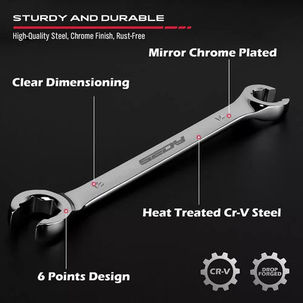 12-Piece Flare Nut Spanner Set Teflon Tape Metric & SAE Brake Line Repairing.