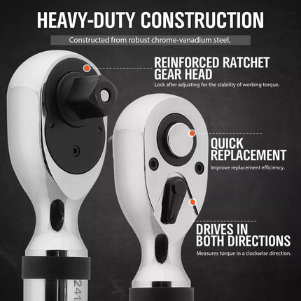 3Pc 1/2" Digital Torque Wrench Set Adjustable 17-340N.m / 25-250ft.lb Motorcycle.