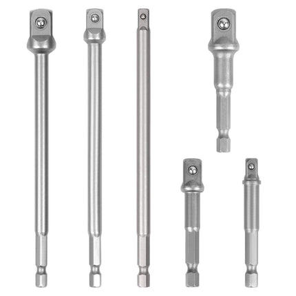 6Pc Drill Socket Adapter Set Long Short Combination Extension Impact Nut Driver.