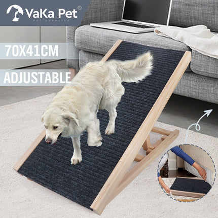 VaKa 70cm Foldable Dog Pet Ramp Adjustable Height Dogs Stairs For Bed Sofa 82006.