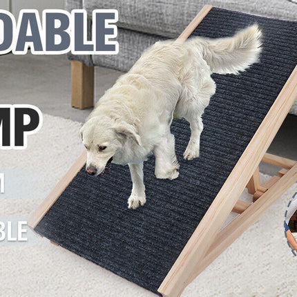 VaKa 70cm Foldable Dog Pet Ramp Adjustable Height Dogs Stairs For Bed Sofa 82006.