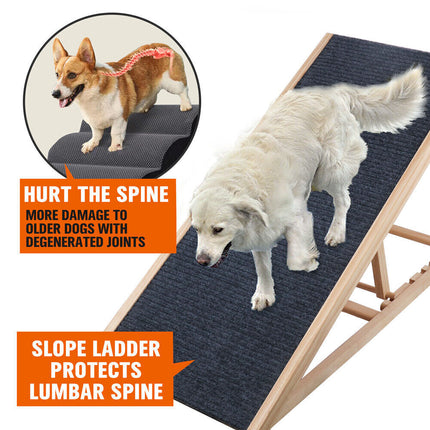VaKa 70cm Foldable Dog Pet Ramp Adjustable Height Dogs Stairs For Bed Sofa 82006.