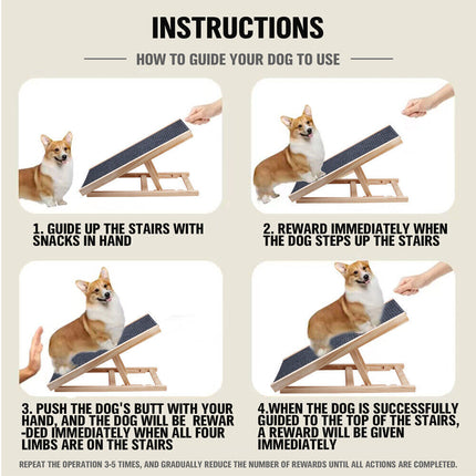 VaKa 70cm Foldable Dog Pet Ramp Adjustable Height Dogs Stairs For Bed Sofa 82006.