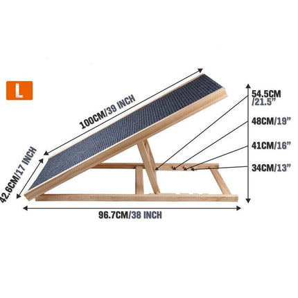 VaKa 100cm Foldable Dog Pet Ramp Adjustable Height Dogs Stairs For Bed Sofa 82007.