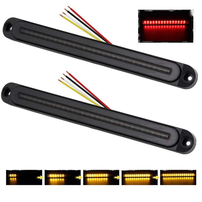 2Piece LED Tail Lights Flowing Turn Signal Stop brake Trailer Truck Caravan IP68.