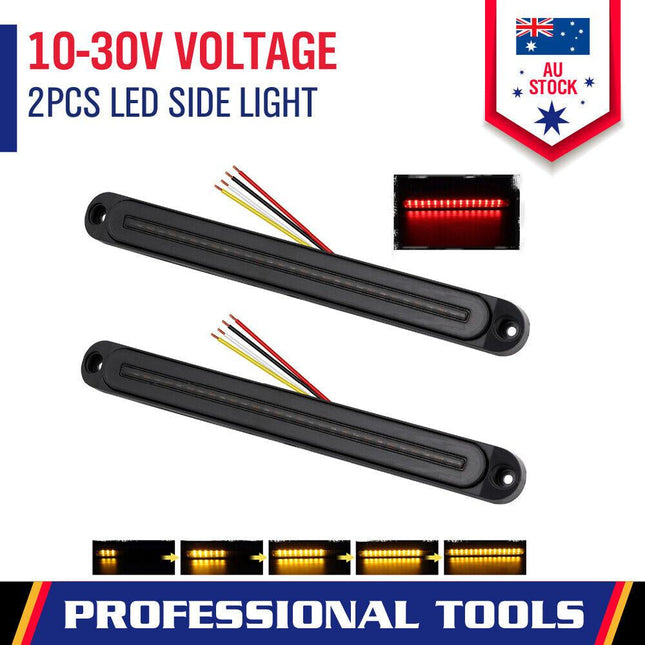 2Piece LED Tail Lights Flowing Turn Signal Stop brake Trailer Truck Caravan IP68.