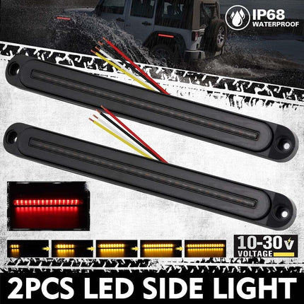 2Piece LED Tail Lights Flowing Turn Signal Stop brake Trailer Truck Caravan IP68.