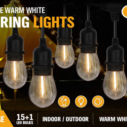 Solar Power 15 LED 18.2M Festoon String Lights Wedding Party WaterProof.