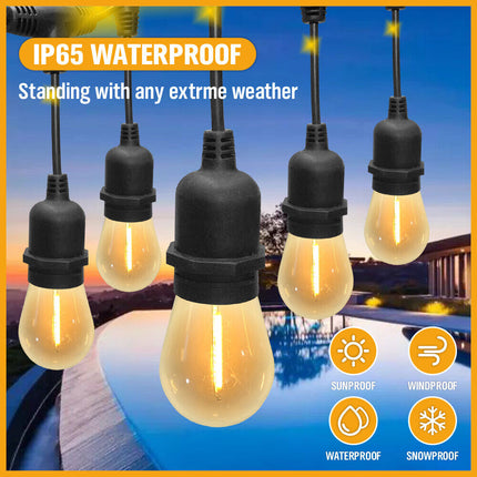 Solar Power 15 LED 18.2M Festoon String Lights Wedding Party WaterProof.